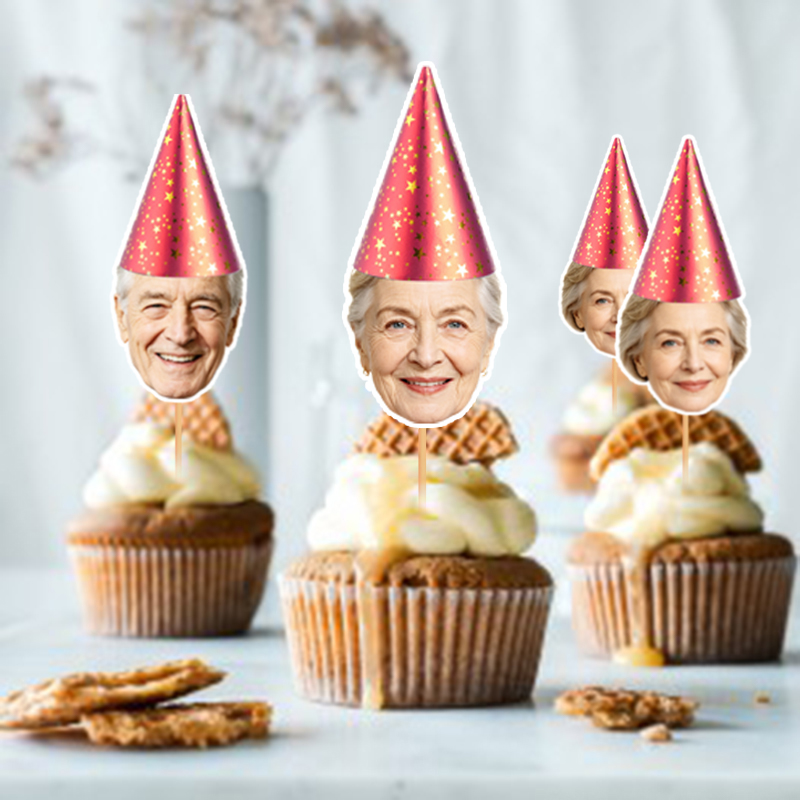 Party Hat Cone - 12/24 unidades de toppers personalizados para