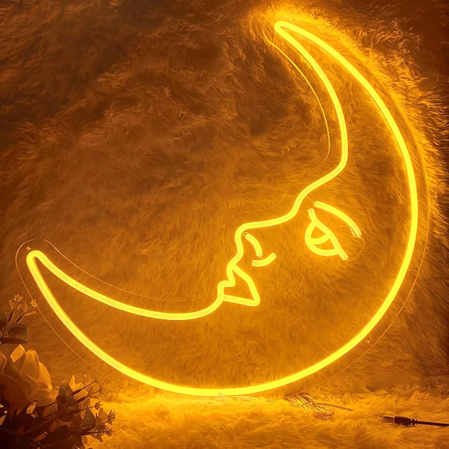 Luz LED Neon com Rosto de Lua, - Neon Sign Party avaliação e preço