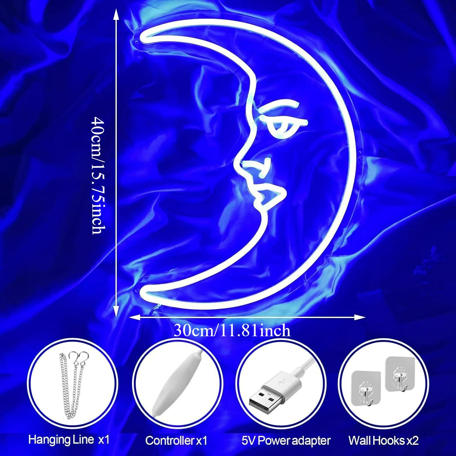 Luz LED Neon com Rosto de Lua, - Neon Sign Party avaliação e preço
